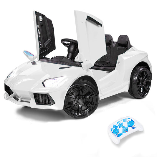 ROVO KIDS Lamborghini Inspired Ride-On Car, Remote Control, Battery Charger, White